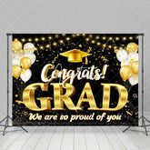 Aperturee - Gold Ribbon Light Bokeh Balloon Graduation Backdrop